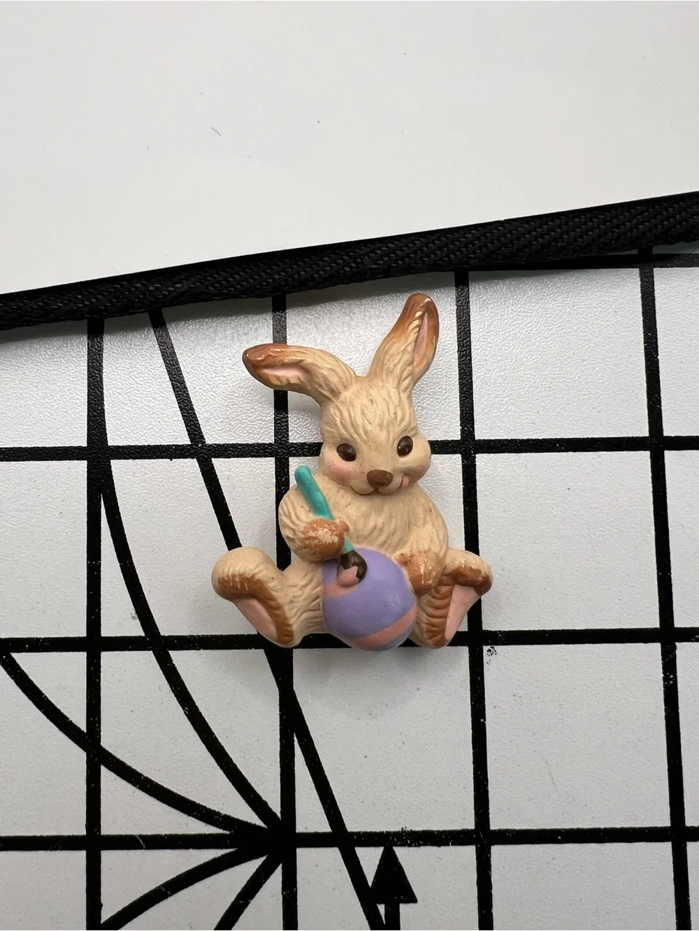 Vintage 1986 Hallmark Easter Bunny Painting Egg Brooch Pin